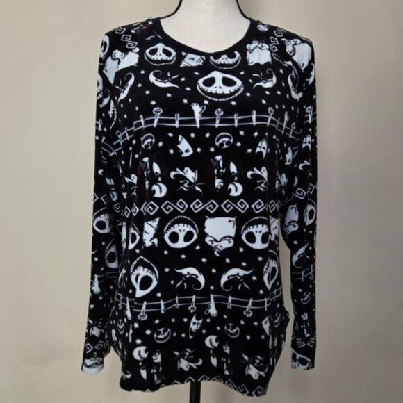 Disney Nightmare Before Christmas Skellington Women's L (12/14) Fleece PJ Set - Picture 2 of 16